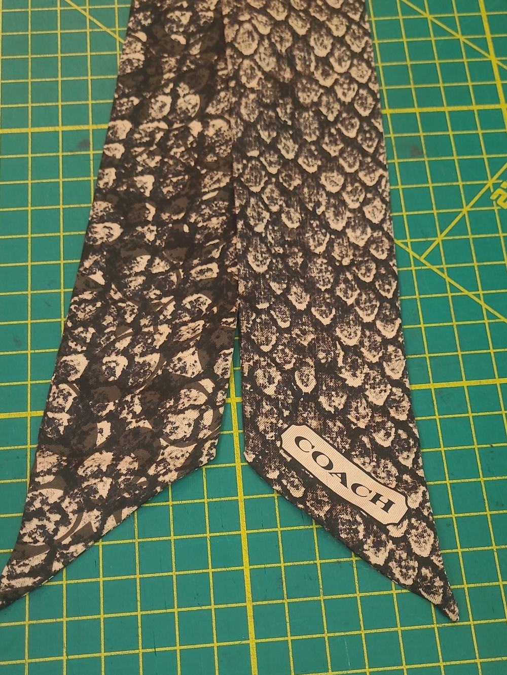 Coach Taylor  Black & White Snake-Print Silk Scarf Tie F83980